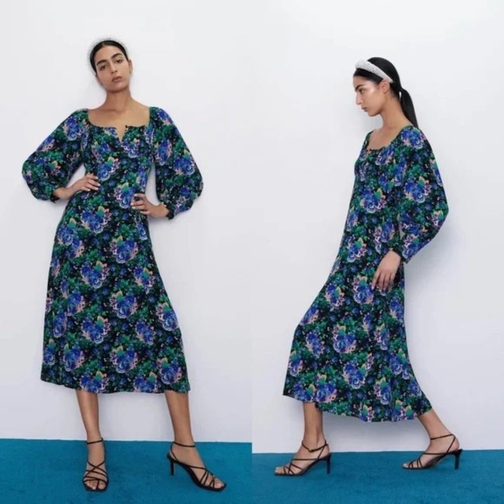 Floral Printed Mid-Lind Dress Size S Ref 8710/176